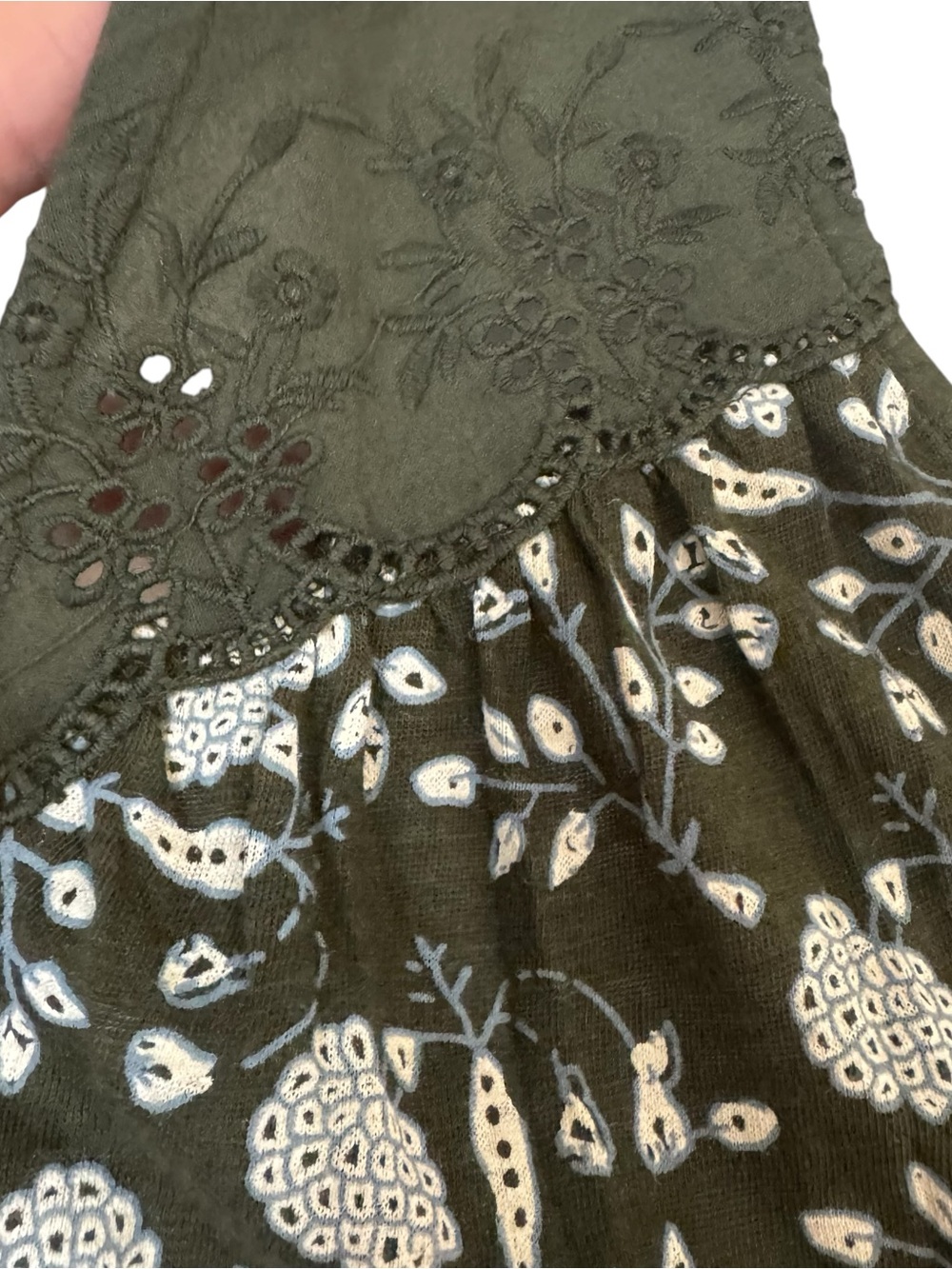 LUCKY BRAND Olive Floral V-Neck Sleeveless Top PLUS: 3X #Z - Picture 3 of 10